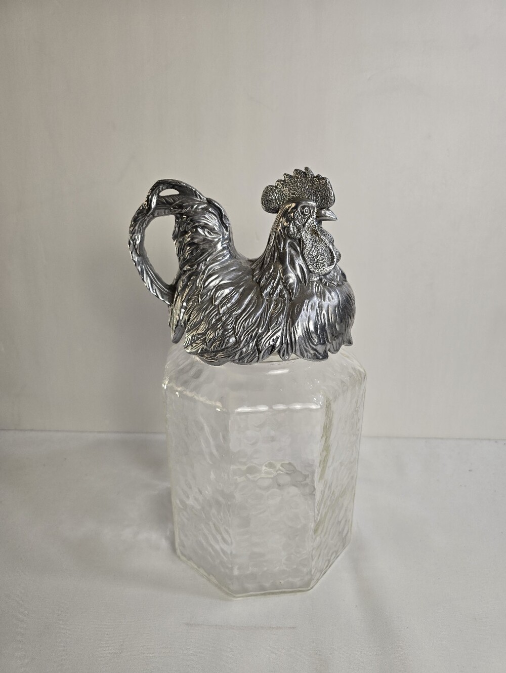Arthur Court Rooster Glass & Silver Metal Canister Or Cookie Jar 2003 Vintage